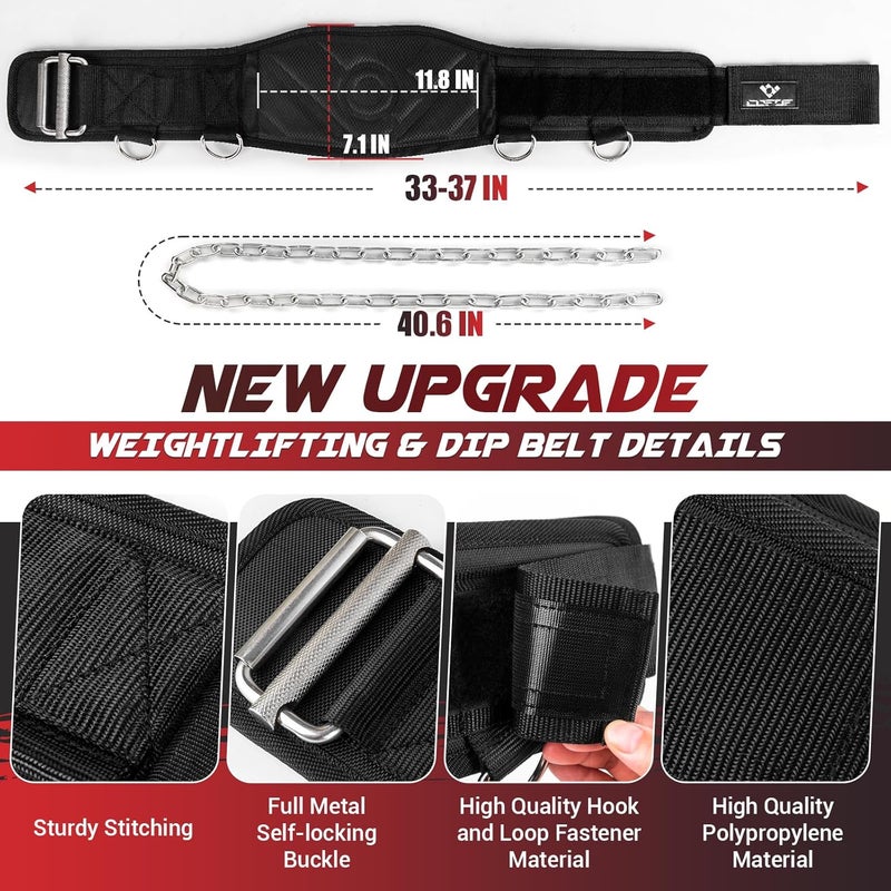 COFOF 3-in-1 Weighted Pull Up Belt, Weight Lifting Dip Belt with 40.6 IN Chain & Self Locking, Weighted Gym Belt for Pull Up, Squat, Powerlifting & Deadlift, Capacity Up to 350 LBS - Image 3